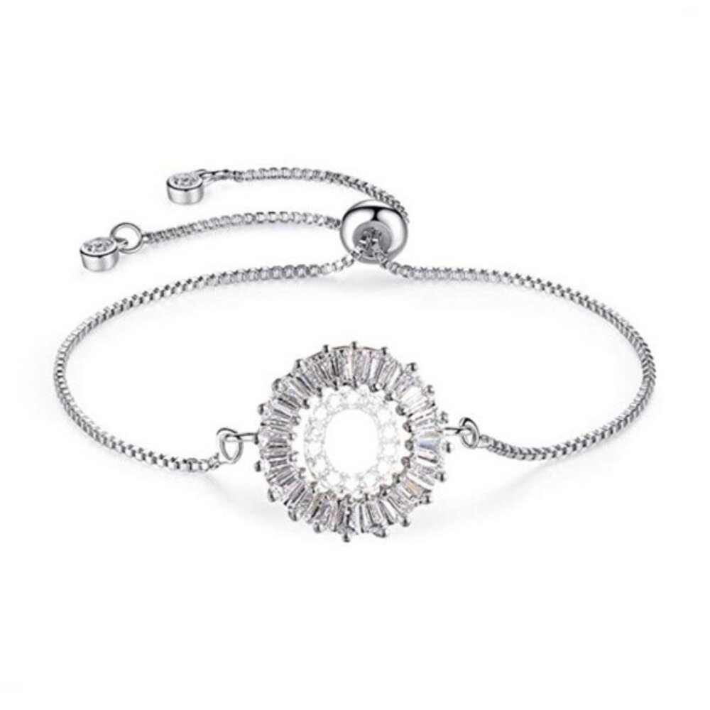 Letter "O" Initial Round Silver Bracelet
